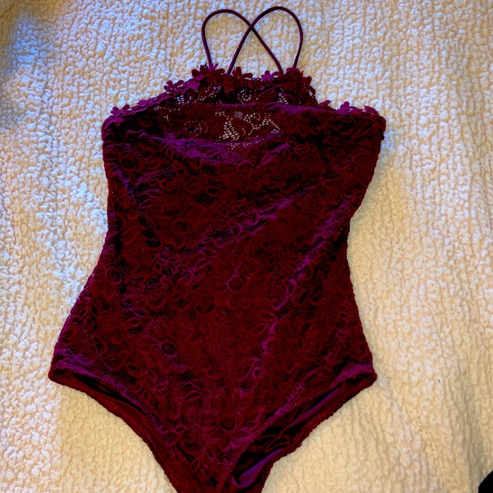 Maroon body suite